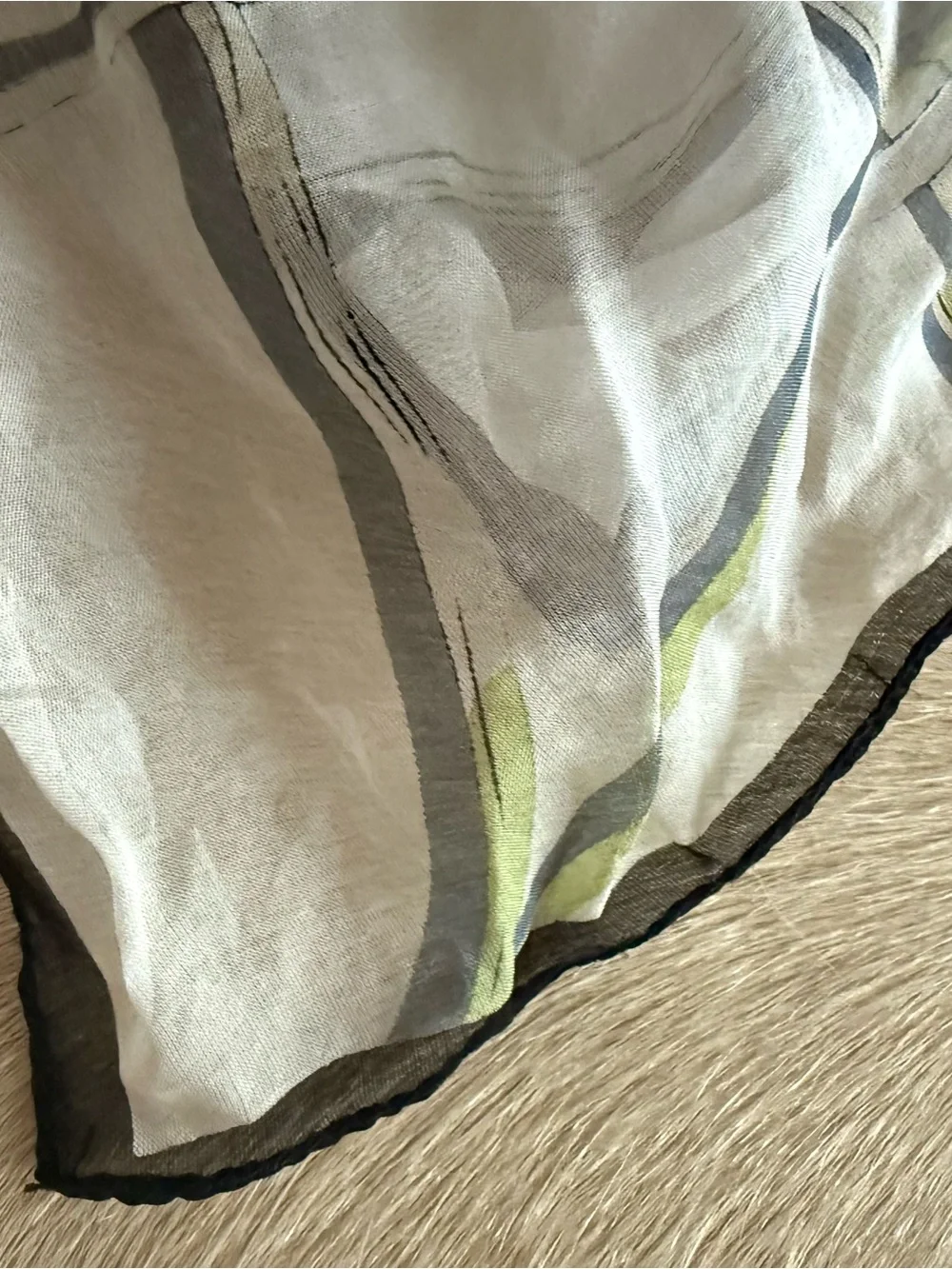 Circular Medallion in Pink, Green, Gray scarf- silk I think